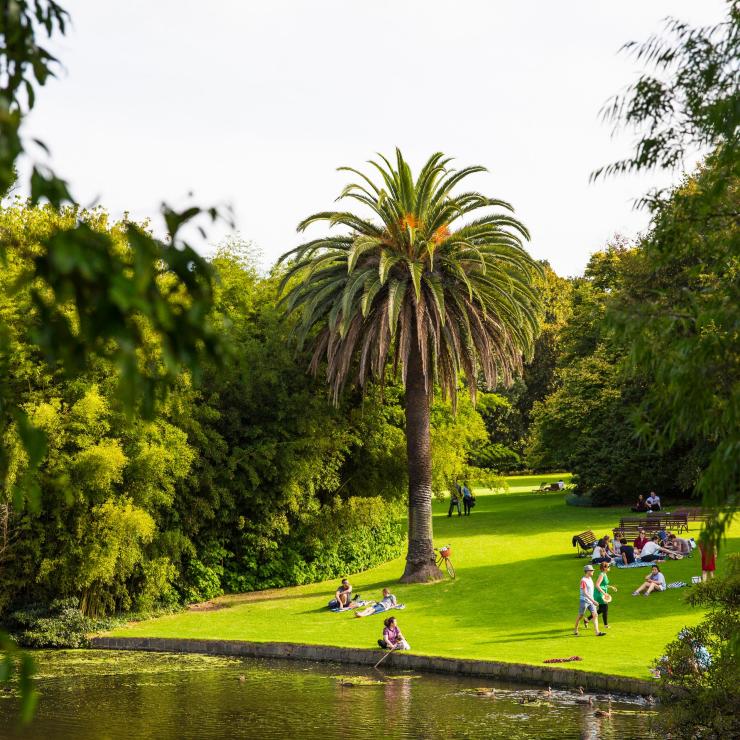 Orang-orang bersantai di Royal Botanic Gardens © Visit Victoria