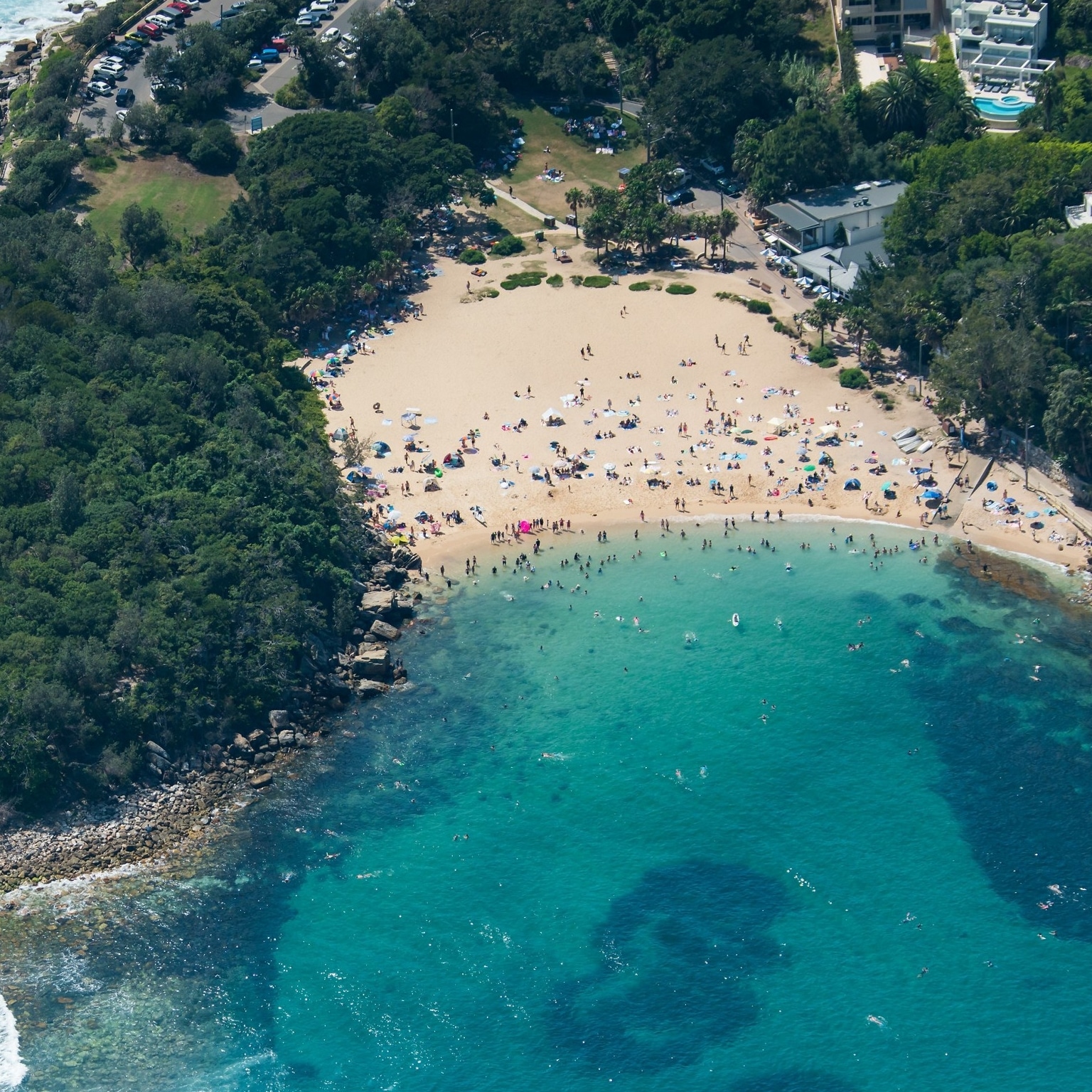 空から見たシドニーのシェリー・ビーチ © Destination NSW