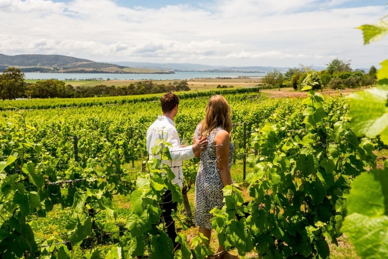 Couple at Coal River Vineyard near Hobart © Alastair Bett