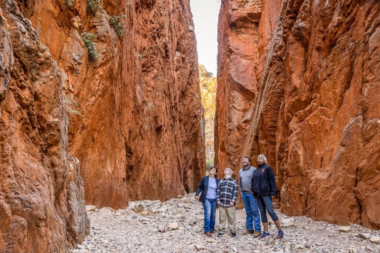 Group standing at Standley Chasm, West MacDonnell Ranges, Northern Territory © Tourism NT/Helen Orr