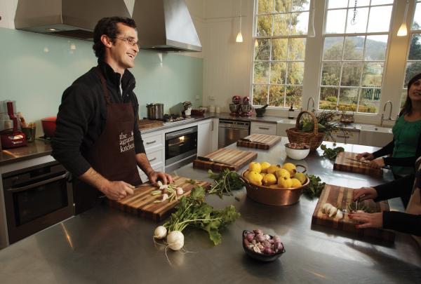 Cooking class kitchen at the Agrarian Kitchen Cooking School & Farm ©  Tourism Tasmania/Peter Whyte