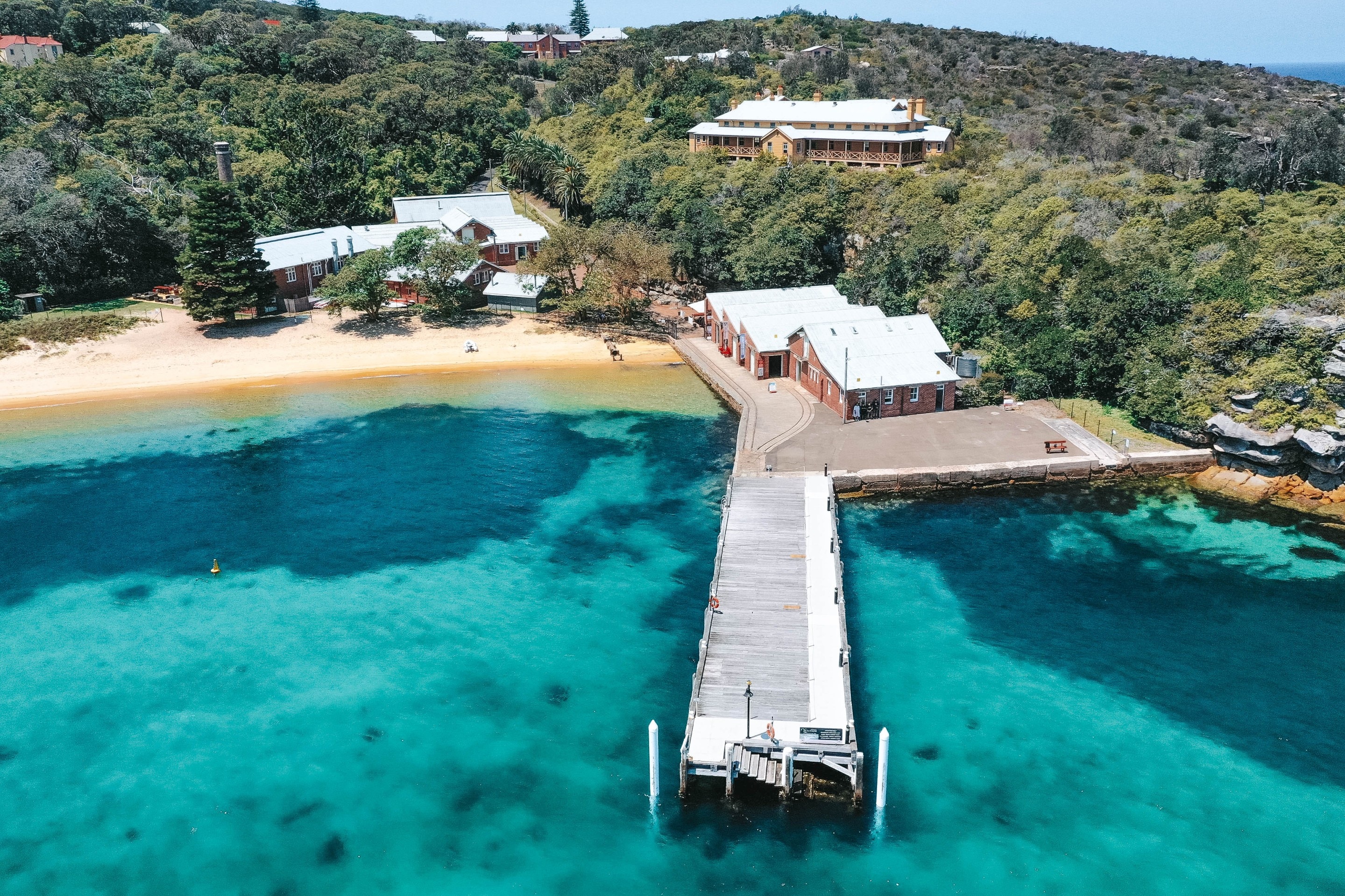 Aerial view of the jetty at Q Station near Sydney © Q Station