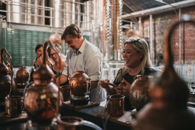 A group of people crafting their own gin using copper equipment at Republic of Fremantle, Fremantle, Western Australia © Republic of Fremantle / Jarrad Seng A group of people crafting their own gin using copper equipment at Republic of Fremantle, Fremantle, Western Australia © Republic of Fremantle / Jarrad Seng