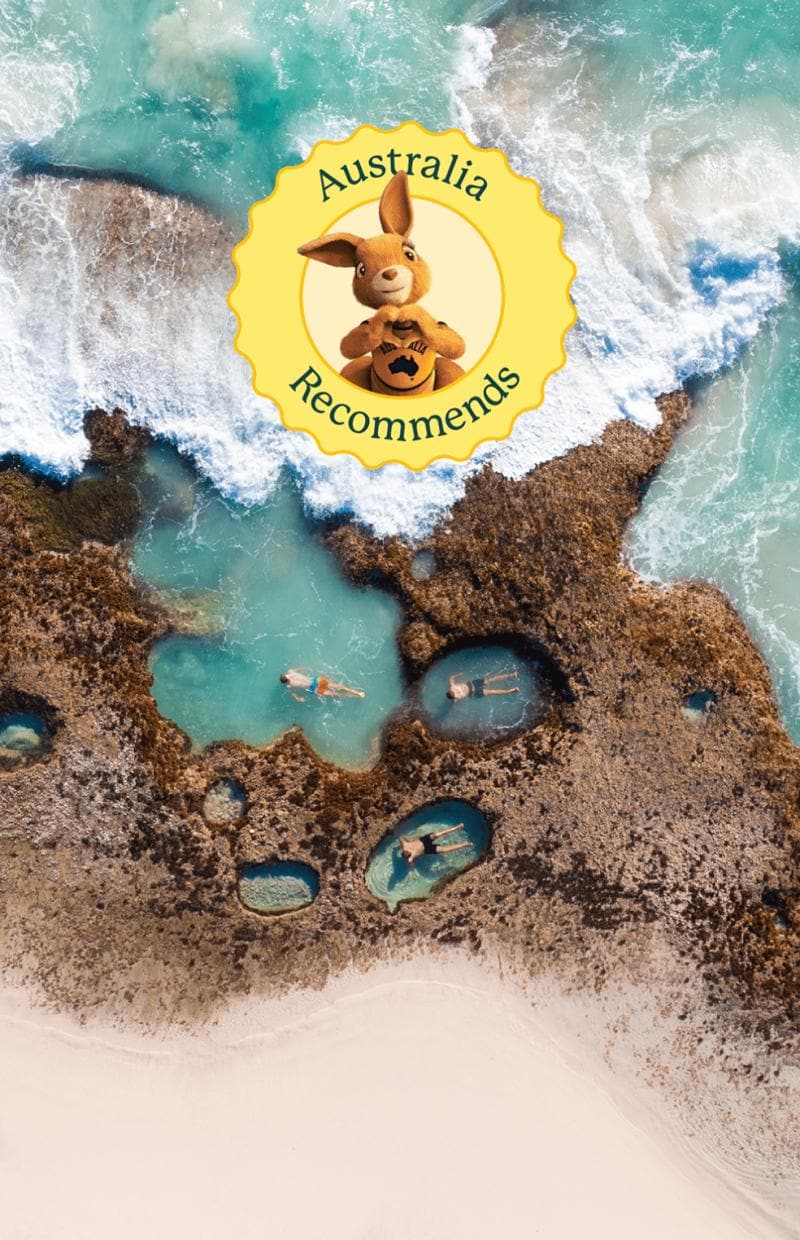 Aerial of swimmers on the Coral Coast, Western Australia © Tourism Australia