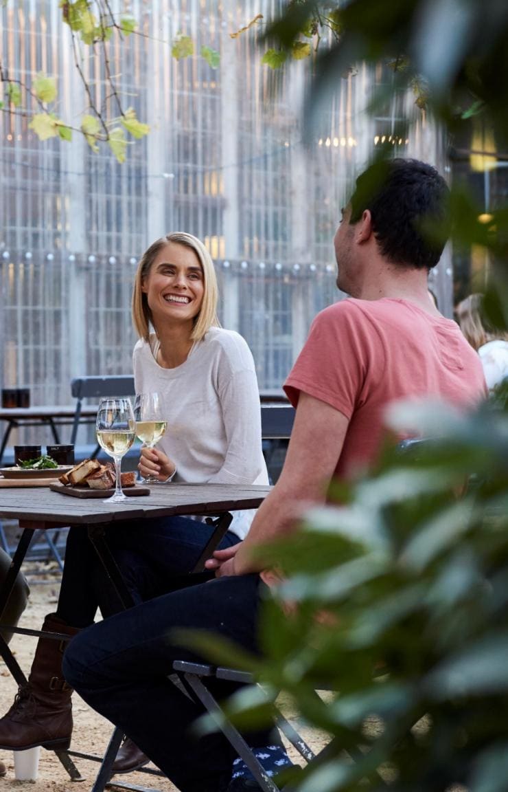 Friends having brunch at Three Blue Ducks, Rosebery New South Wales © Destination NSW