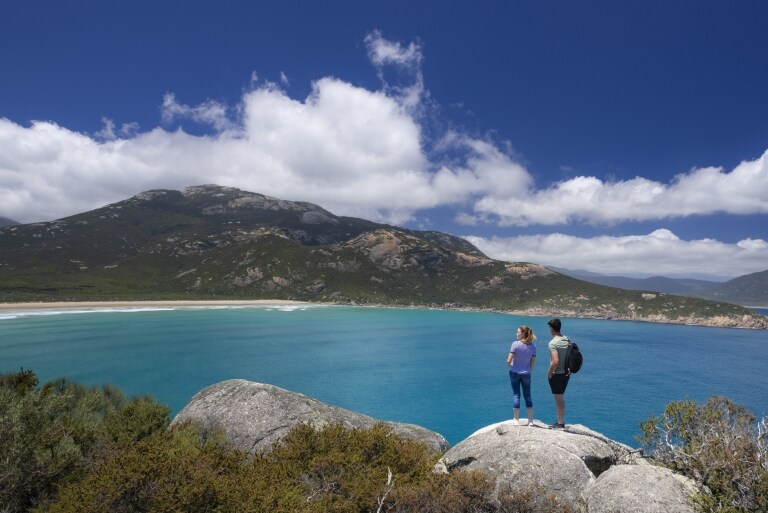 Couple standing at Pillar Point in Wilsons Promontory © Visit Victoria