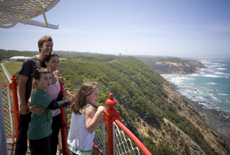 Family on balcony of Cape Otway Lighthouse © Visit Victoria
