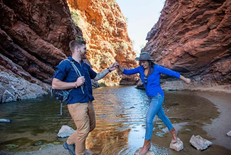 Couple at Simpsons Gap, West MacDonnell Ranges, NT © Tourism NT/Shaana McNaught