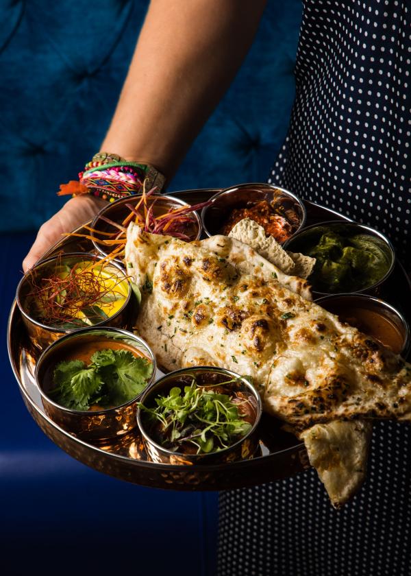 Colourful platter of bread and curries at Daughter In Law, Adelaide, South Australia © Duy Dash