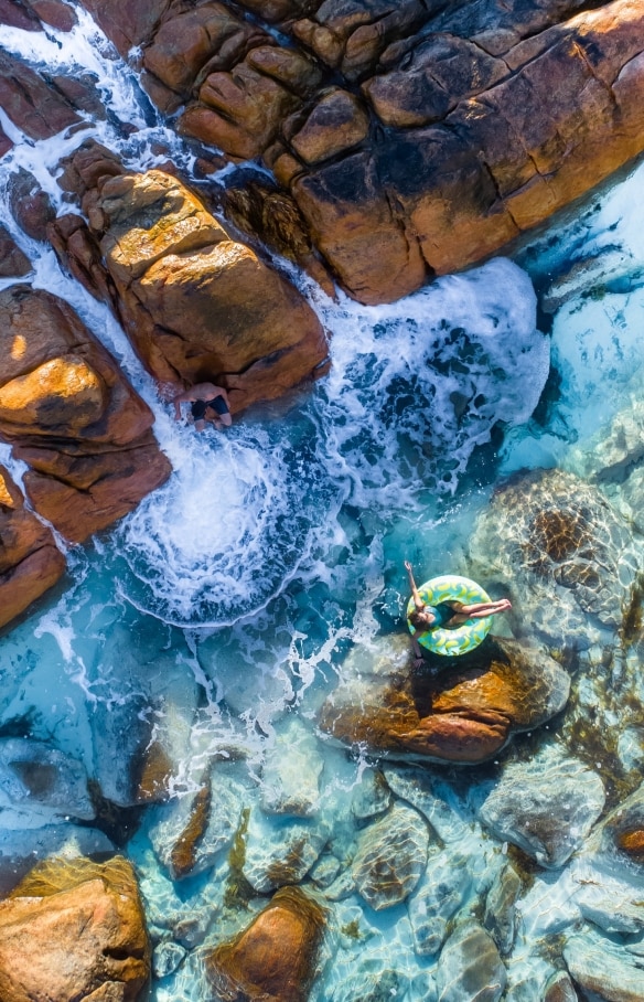 Woman relaxing in Wyadup Spa in Western Australia © Airloft