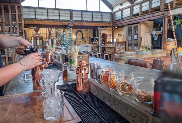 Cocktail making at Granddad Jacks Craft Distillery on the Gold Coast © Tourism Australia