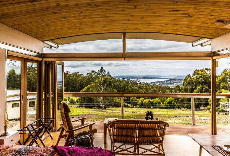 View of a paddock from Hobart Hideaway Pods © Hobart Hideaway Pods