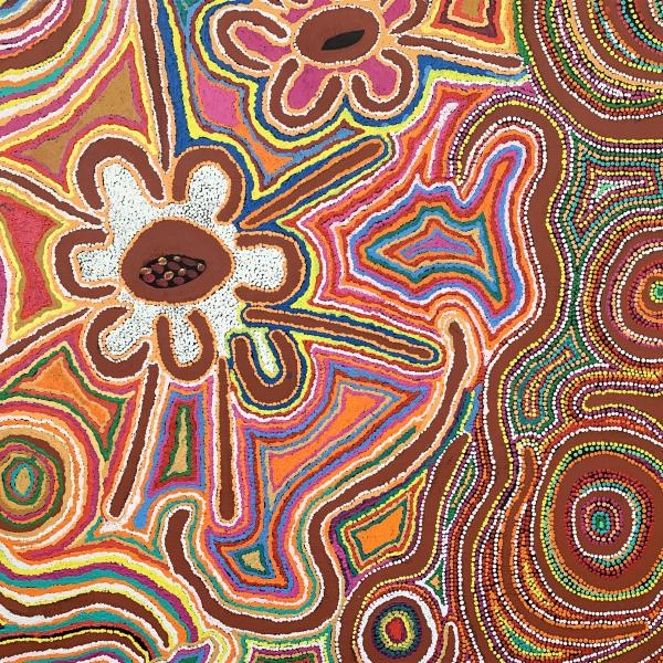 Christine West, ‘Minyma Tjuta’, Cat No: X913-14, size 138 x 118 cm, Acrylic on linen © Christine West, ‘Minyma Tjuta’