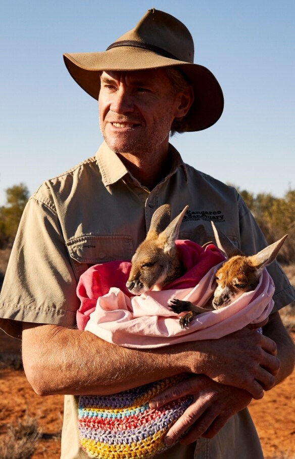 Chris ‘Brolga’ Barns at The Kangaroo Sanctuary in the Northern Territory © Tourism Australia