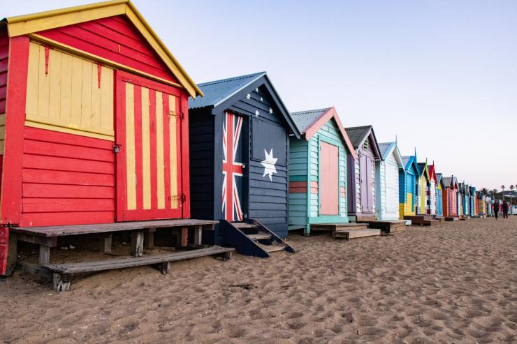 Brightly coloured bathing boxes lined along the sand at Brighton Beach, Melbourne, Victoria © Mitchell Luo/Unsplash Brightly coloured bathing boxes lined along the sand at Brighton Beach, Melbourne, Victoria © Mitchell Luo/Unsplash