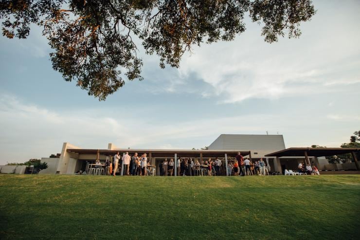 A crowd gathered on the lawn enjoying drinks outside Eagle Bay Brewing Co, Margaret River, Western Australia © Eagle Bay Brewing Co