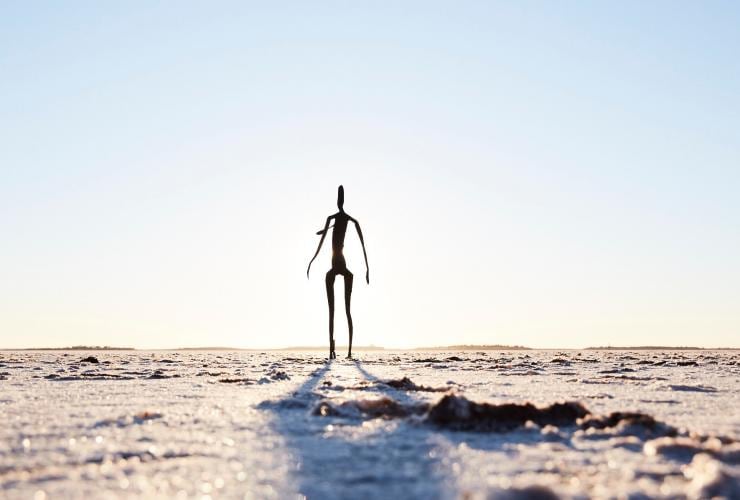 Antony Gormley sculpture on Lake Ballard © Tourism Western Australia