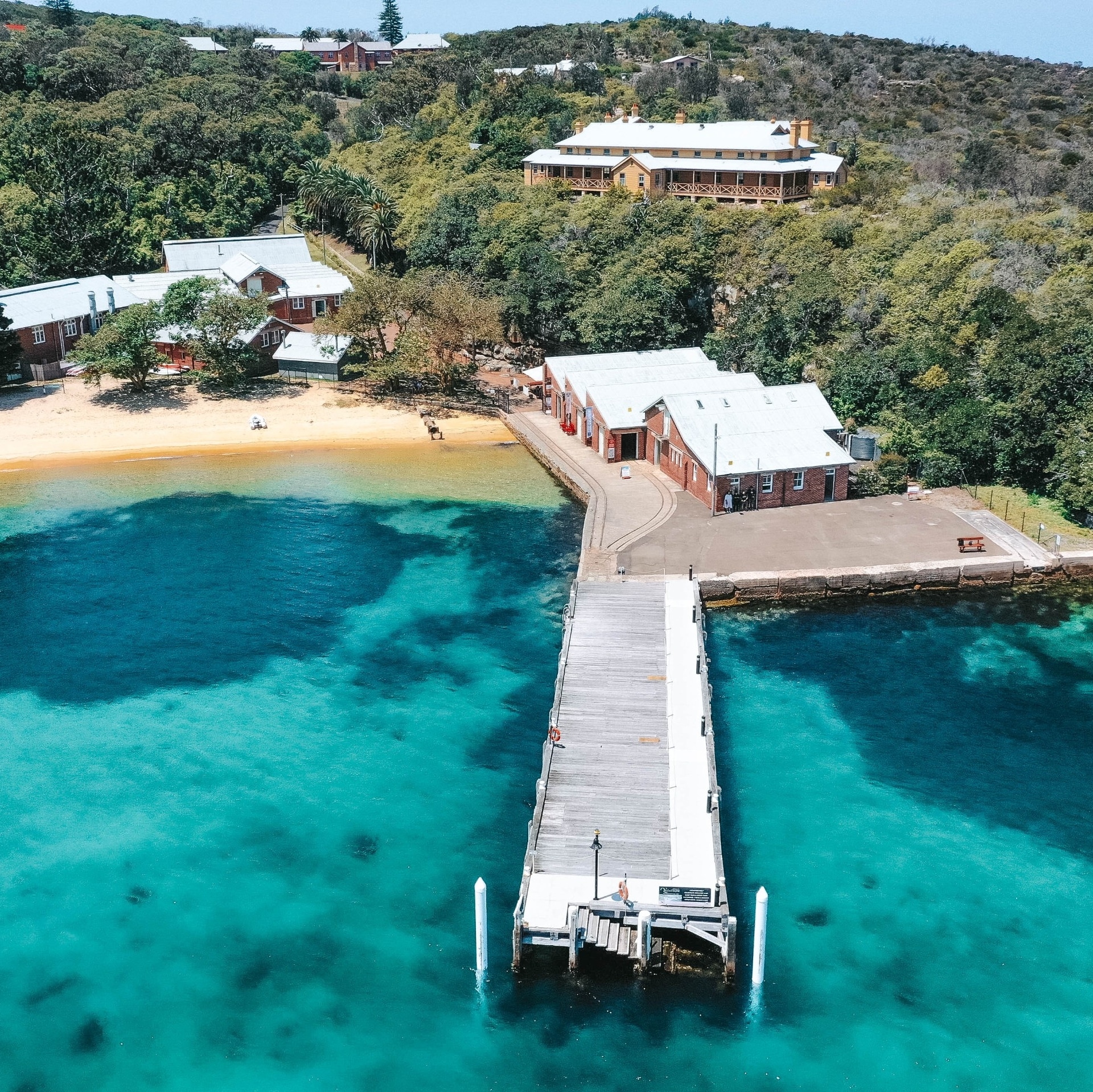 Aerial view of the jetty at Q Station near Sydney © Q Station