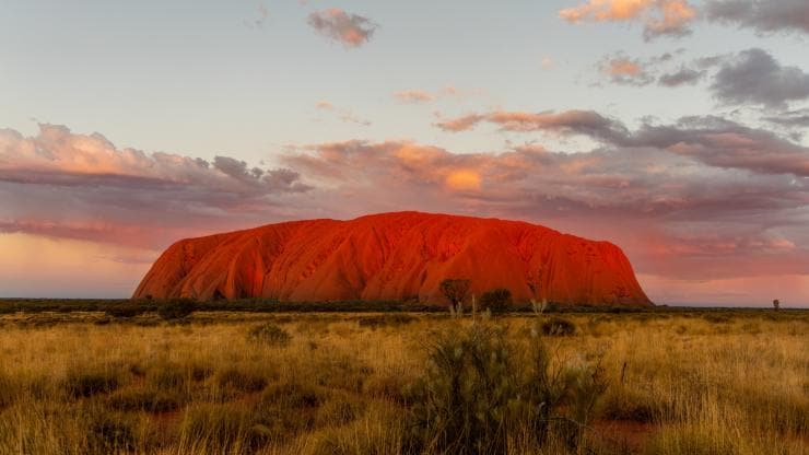 Uluru at sunset, NT © Tourism NT/Bronte Stephens 2019
