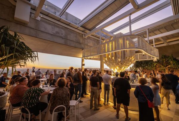Groups of people mulling around Cicada Blu, Brisbane, Queensland © Brisbane Economic Development Agency