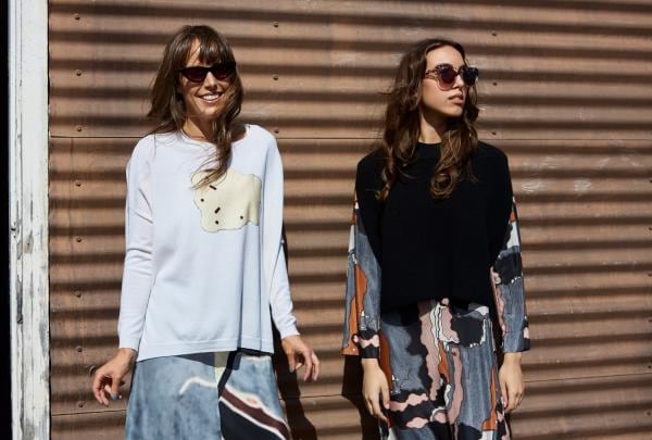 Models wearing Ngali label in Melbourne © Ngali/Artwork by Lindsay Malay