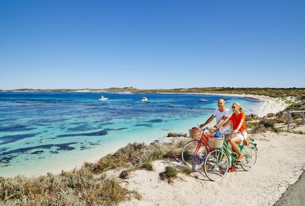 Couple cycling on Rottnest Island, WA © Tourism Western Australia