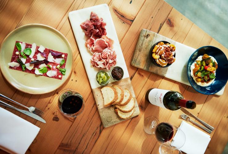 Flat lay of dishes from Penfolds Magill Estate Kitchen © South Australian Tourism Commission