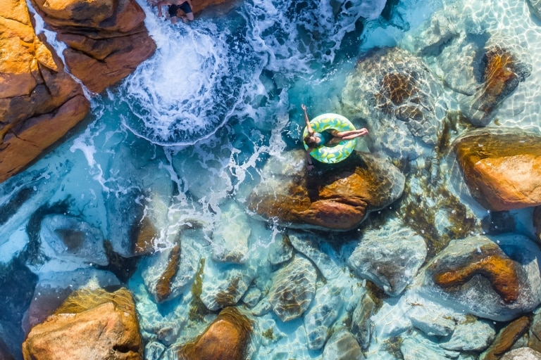 Woman relaxing in Wyadup Spa in Western Australia © Airloft