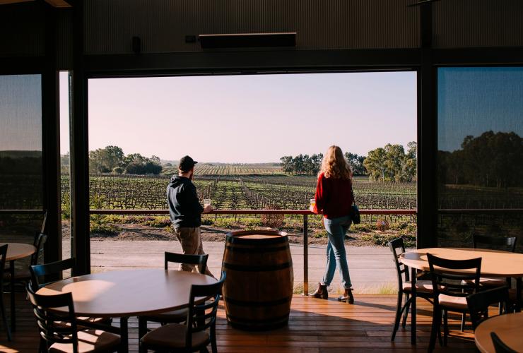 Couple drinking beer, Pikes Beer Company, Clare Valley, SA © Tourism Australia