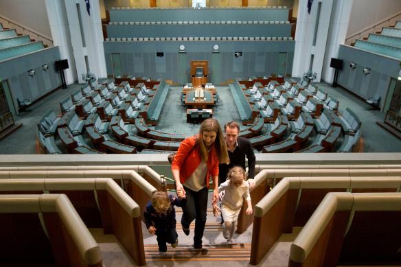 Family visiting Australian Parliament House in Canberra