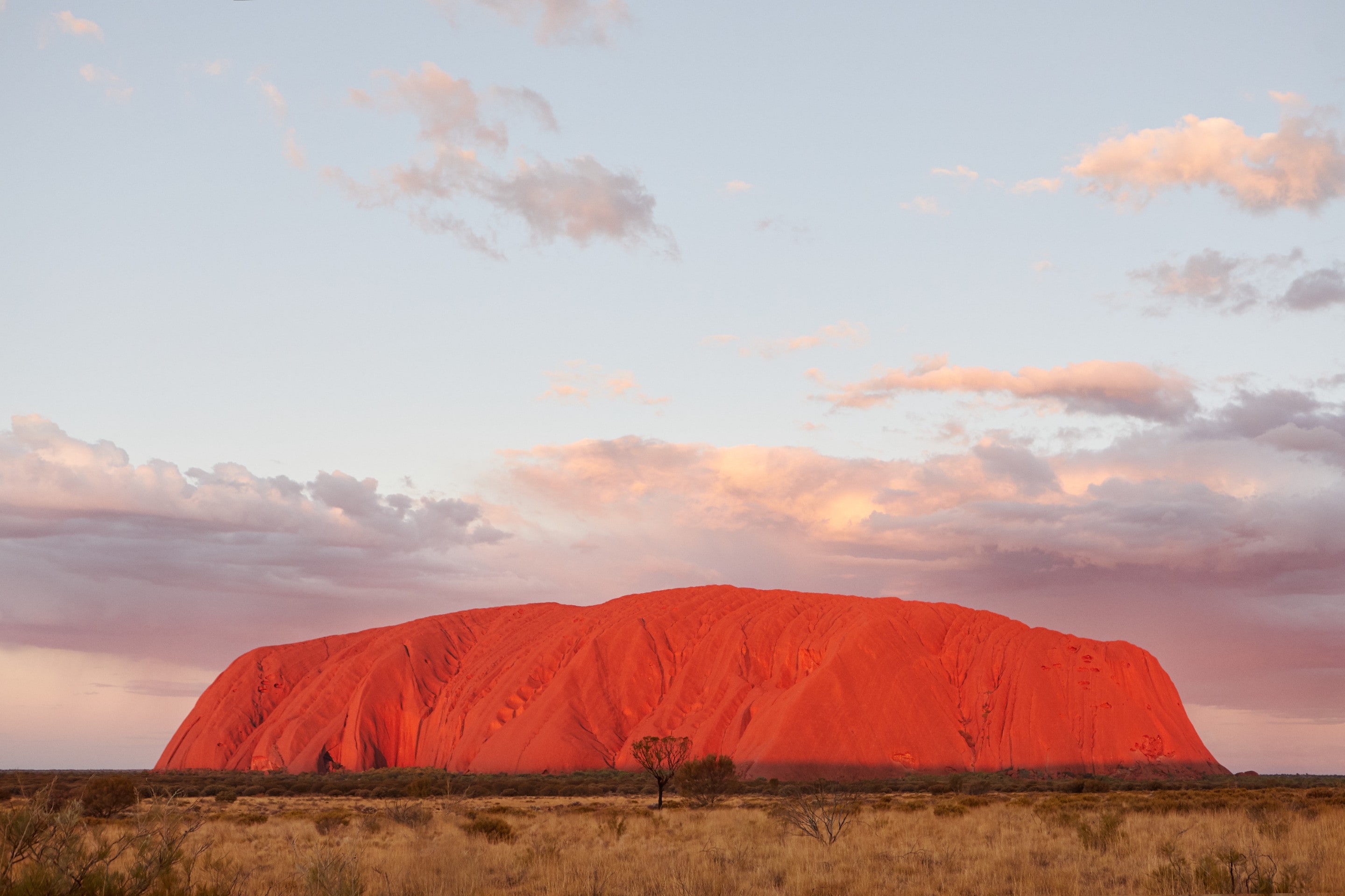 Uluru is a massive sandstone monolith in the heart of the Northern Territory's arid "Red Centre". Uluru is sacred to indigenous Australians and is thought to have started forming around 550 million years ago. © Tourism Northern Territory