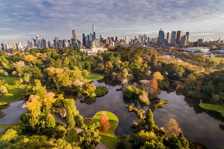 Vue aérienne des Royal Botanic Gardens © Visit Victoria