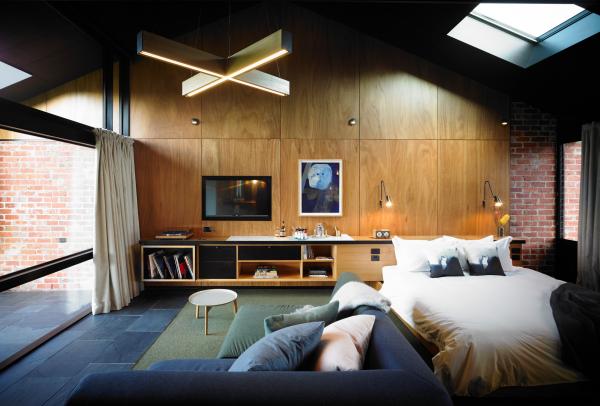 Intérieur d'une chambre du Brae à Birregurra dans le Victoria © Brae