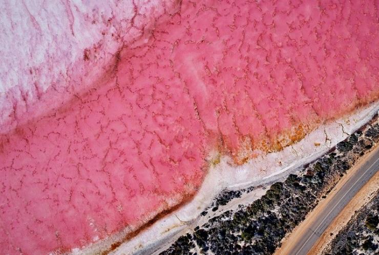 Pemandangan Pink Lake, Hutt Lagoon di Kalbarri © Tourism Western Australia