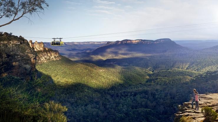 Scenic World's aerial cable car, Katoomba, Blue Mountains, NSW © Scenic World