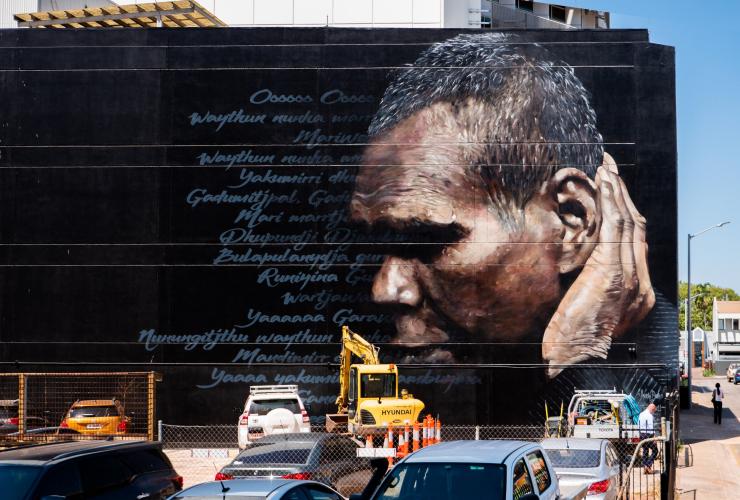 ダーウィンのドクターGユヌピングの壁画（Dr G Yunupingu Mural）© Tourism NT/Darwin Street Art Festival/Jesse Bell and Andrew Bourke