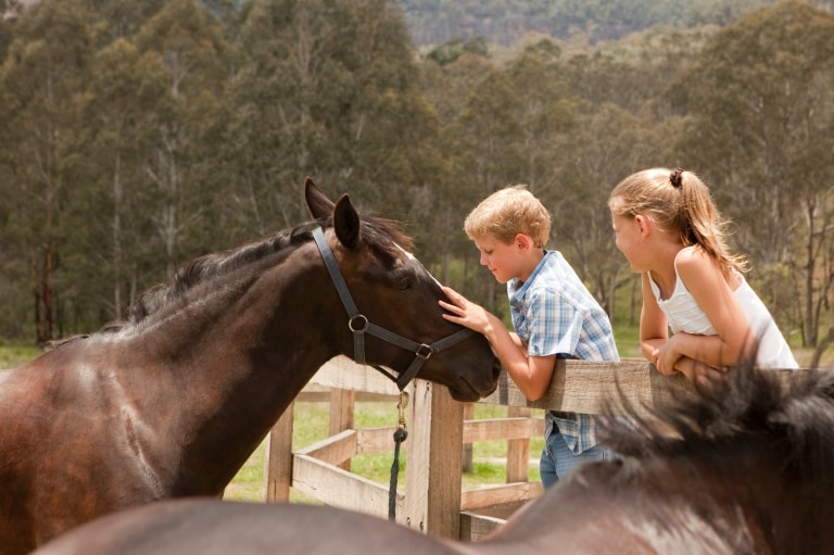 エミレーツ・ワン＆オンリー・ウォルガン・バレーの馬と子どもたち © Luxury Lodges of Australia