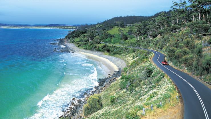 タスマニア州、スワンシー、スワンシーの海岸線 © Rob Burnett, Tourism Tasmania