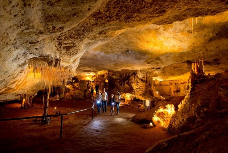 내러쿠티 동굴에서 가이드 투어를 하는 단체 © 남호주 관광청