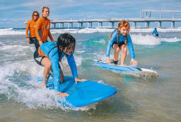 Kids lesson at Get Wet Surf School on the Gold Coast © Get Wet Surf School