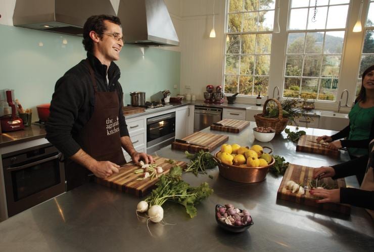 Cooking class kitchen at the Agrarian Kitchen Cooking School & Farm ©  Tourism Tasmania/Peter Whyte