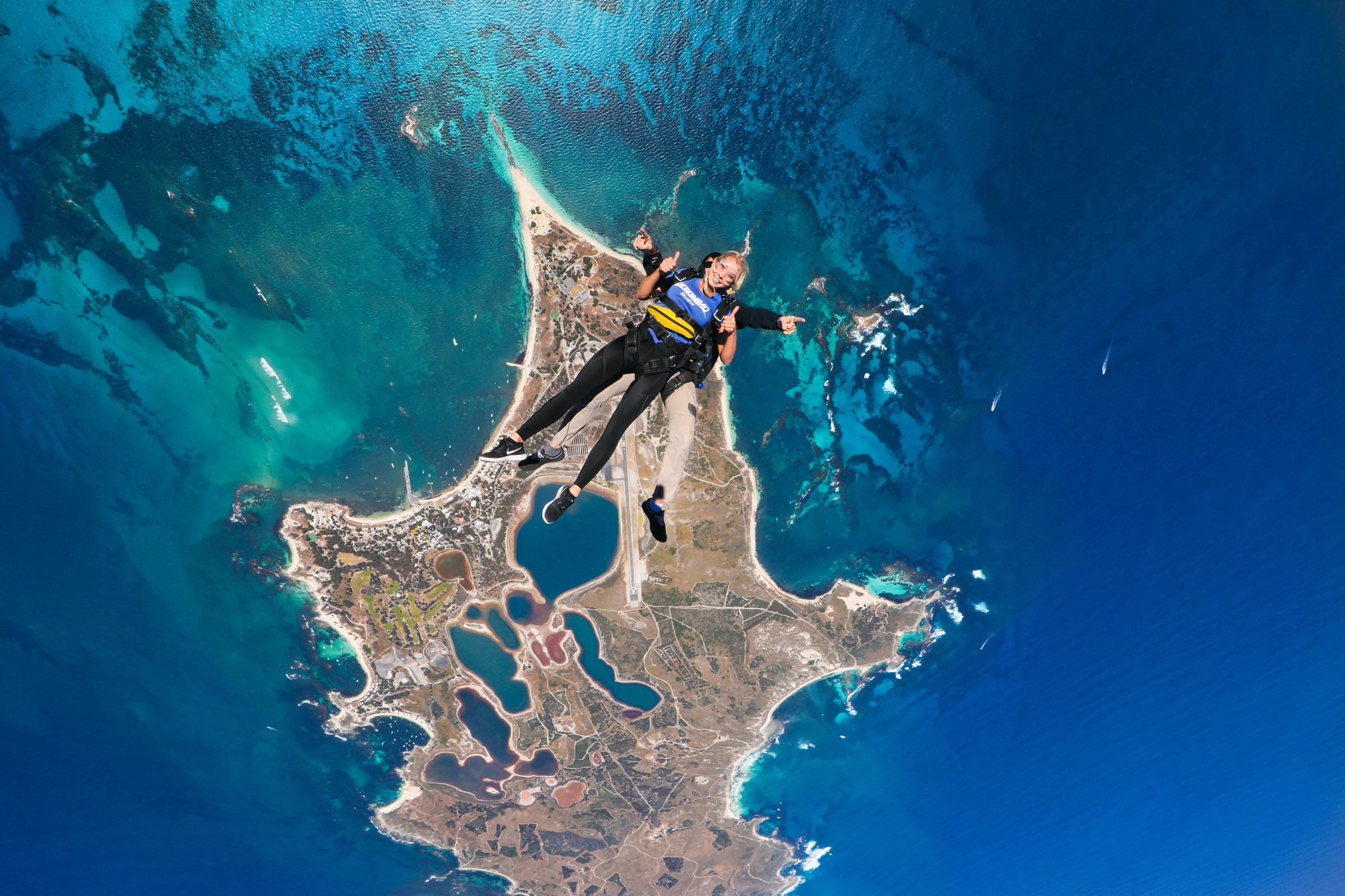 Christy Leung skydiving over Rottnest Island, Western Australia © Christy Leung