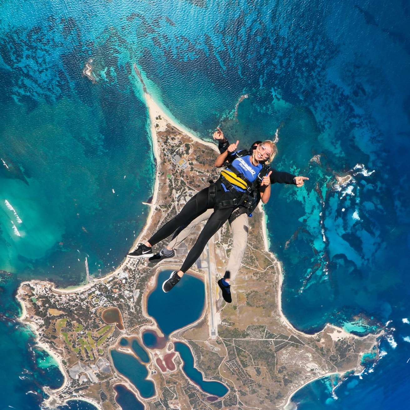 Christy Leung skydiving over Rottnest Island, Western Australia © Christy Leung