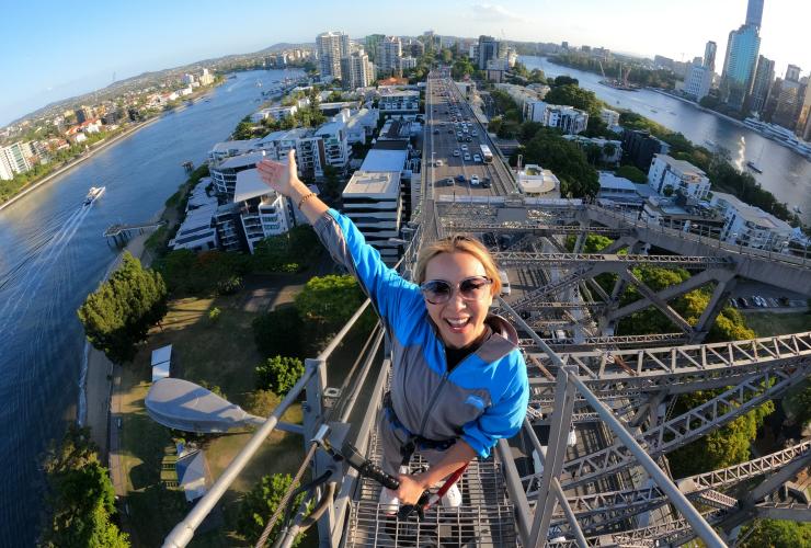 Christy climbing the Story Bridge with Story Bridge Adventure Climb, Brisbane, Queensland © Christy Leung