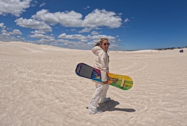 Christy Leung sand boarding at Lancelin Sand Dunes, Lancelin, Western Australia © Christy Leung