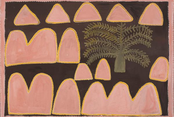 西澳美術館內展出Queenie (Garagarag) MCKENZIE的«The Rainmaker»藝術作品©Queenie McKenzie，1998年