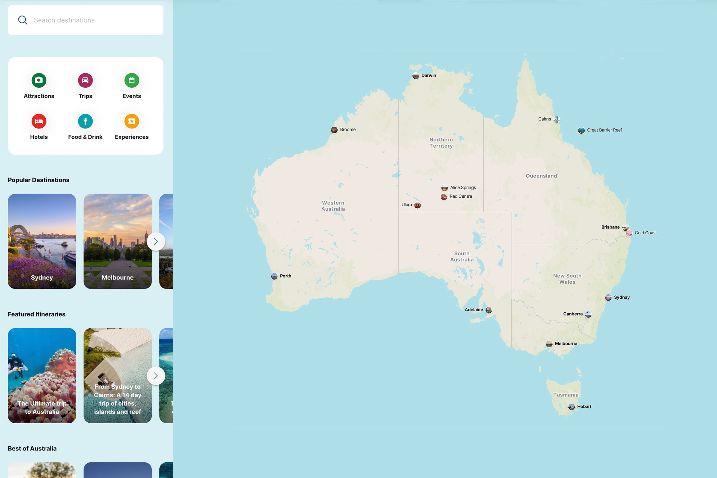 Carte de l'Australie, voyage Australie