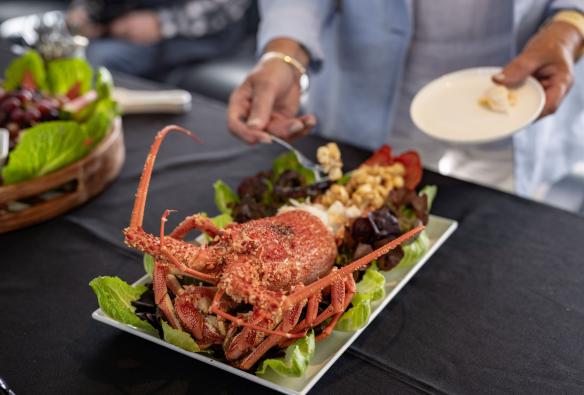 Lobster served up on a plate, Tasmanian Wild Seafood Adventures, Hobart, Tasmania © Dearna Bond