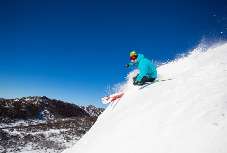 Skier in Smiggins Hole, Perisher, NSW © Perisher