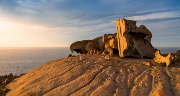 Aerial view of the Remarkable Rocks, Kangaroo Island, South Australia © South Australian Tourism Commission